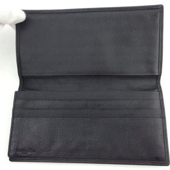 Dior Long Wallet logo leather Auth used E1624